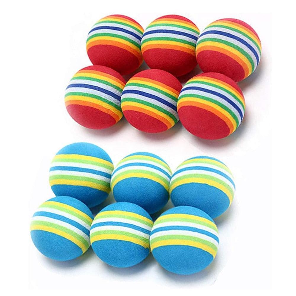 10pcs Cat Toy Balls Interactive for Indoor Cat Red Rainbow Soft Foam Puppies Toy Balls Activity Chase Quiet Play Sponge Ball Toy Balls for Dog Puppies Kittens