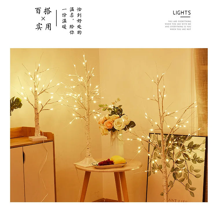 LED Birch Tree Lights Glowing Branch Light Night DIY Xmas Trees Suitable Home Bedroom Wedding Party Christmas Decoration Lamp