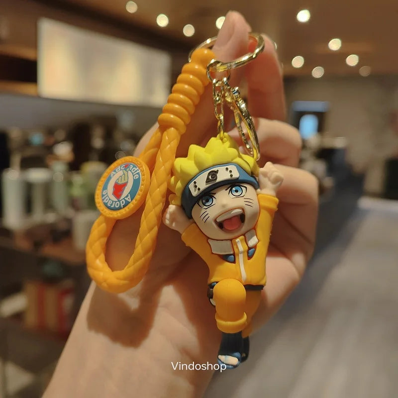 NARUTO Keychain Anime Figure Haruno Sakura Hatake Kakashi Gaara Uzumaki Naruto PVC Pendant key Rings for Kids Birthday Toy Gift