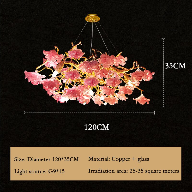 Led Glass Chandelier Living Room Furniture Pendant Light Aesthetic Room Decor Flowers Hanging Lamp Candle Warmer Ceiling