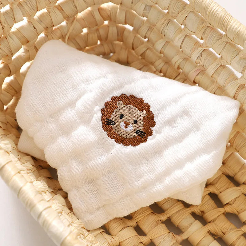 Cute Cartoon Embroidery Pure Cotton Baby Burp Towels