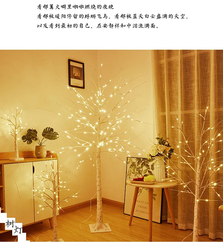 LED Birch Tree Lights Glowing Branch Light Night DIY Xmas Trees Suitable Home Bedroom Wedding Party Christmas Decoration Lamp