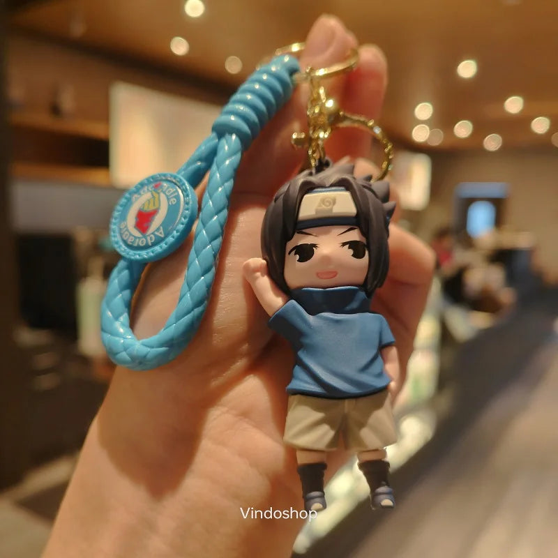 NARUTO Keychain Anime Figure Haruno Sakura Hatake Kakashi Gaara Uzumaki Naruto PVC Pendant key Rings for Kids Birthday Toy Gift
