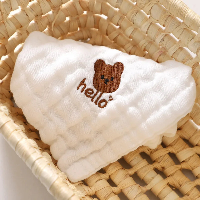 Cute Cartoon Embroidery Pure Cotton Baby Burp Towels