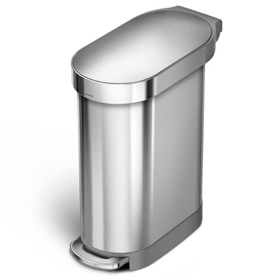 Stainless Steel 12-Gallon Narrow Kitchen Trash Can with Easy Step-on Lid