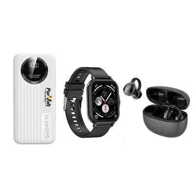 Ultimate Mobile Essentials Bundle – Smart Watch, 10,000mAh Power Bank & True Wireless Earbuds