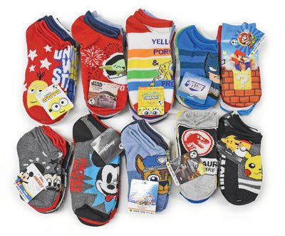 20-Pairs Licensed Assorted Kids' No-Show Socks