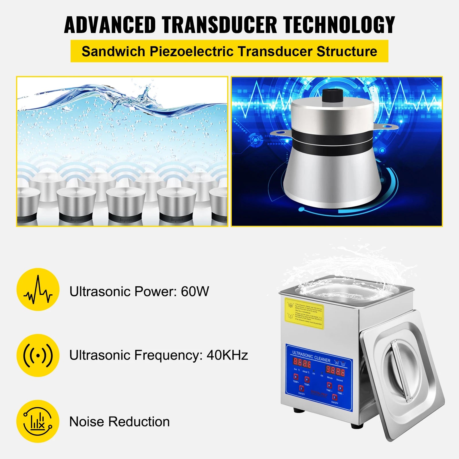 VEVOR Ultrasound Home Appliances 1.3L 2L 3L 6L 10L 15L 22L 30L Ultrasonic Cleaner Lave-Dishes Portable Washing Machine Diswasher