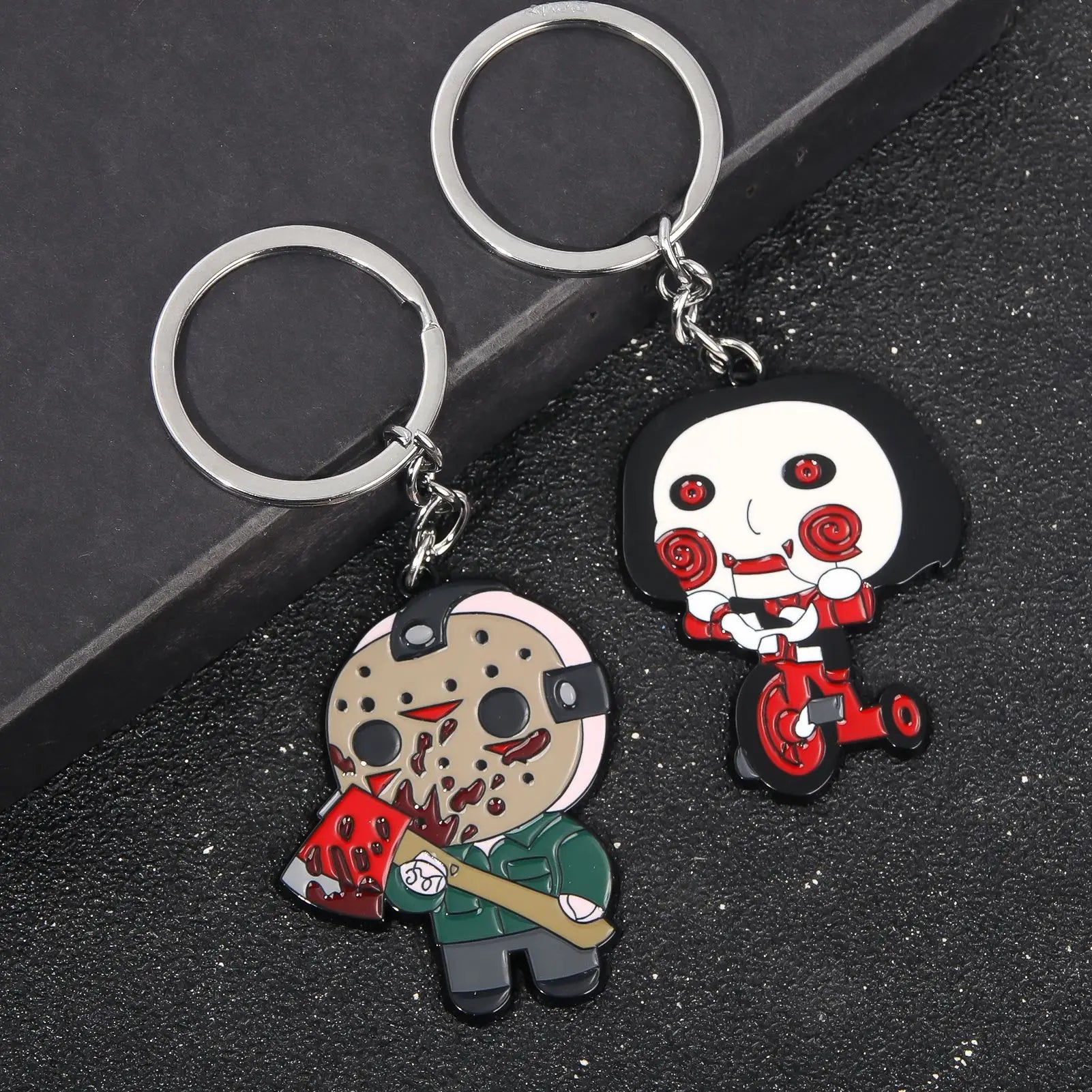 New Cartoon Anime Horror Killer Enamel Keychain Pendant Jack the Ripper Black Friday Keyring Cosplay Props Men Women Bag Jewelry