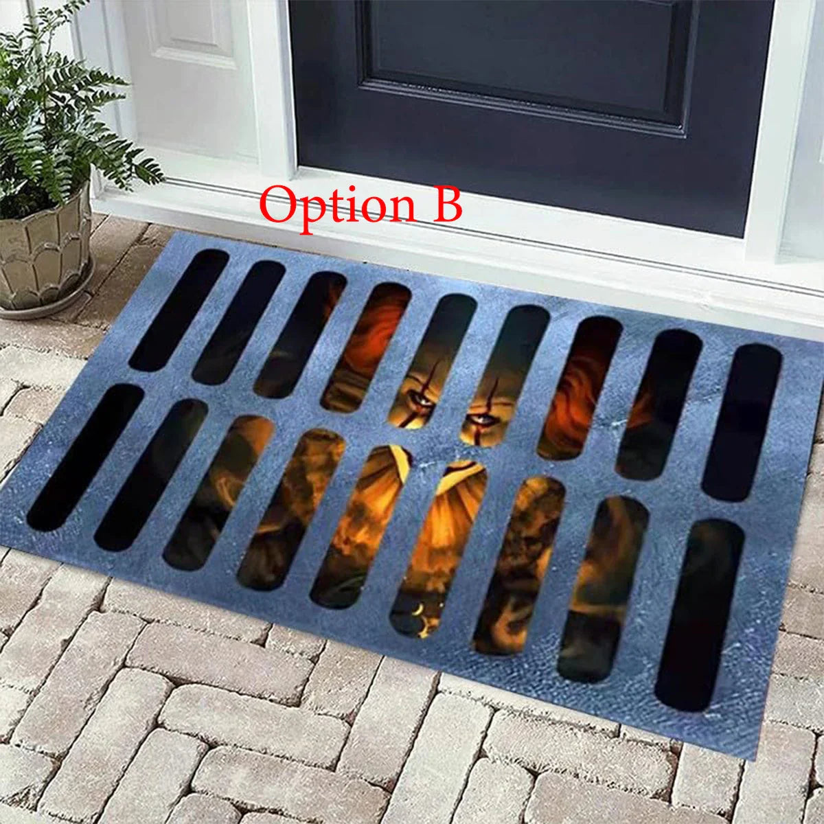 Halloween Door Mat Halloween Decorations Scary 3D Optical Illusion Clown Door Mat Indoor and Outdoor Welcome Doormat Area Rug