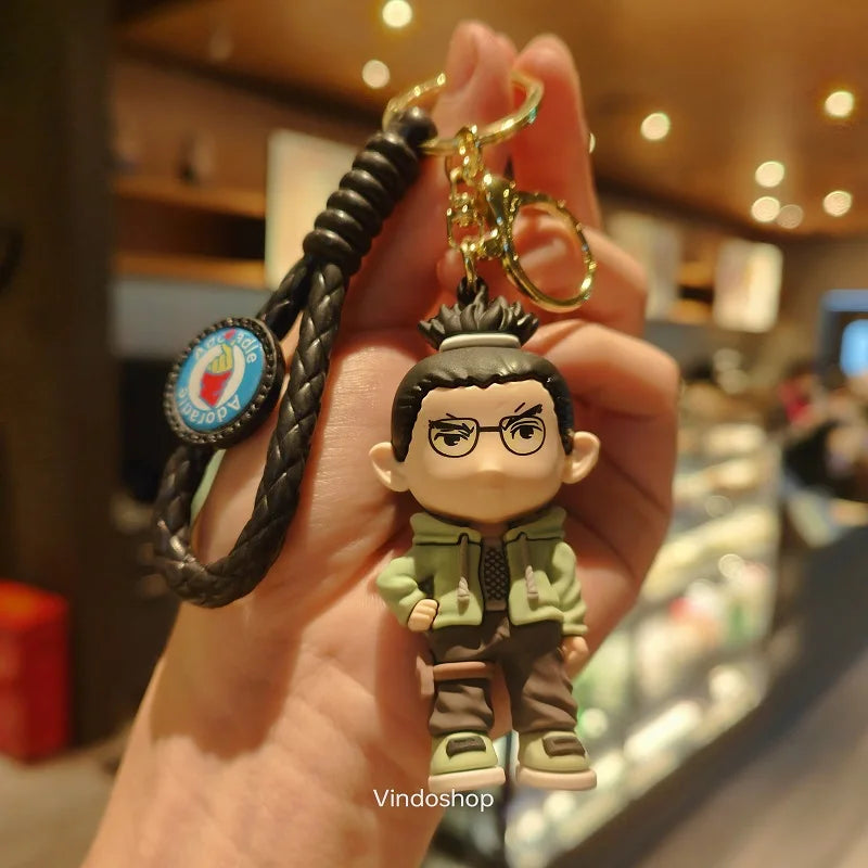 NARUTO Keychain Anime Figure Haruno Sakura Hatake Kakashi Gaara Uzumaki Naruto PVC Pendant key Rings for Kids Birthday Toy Gift