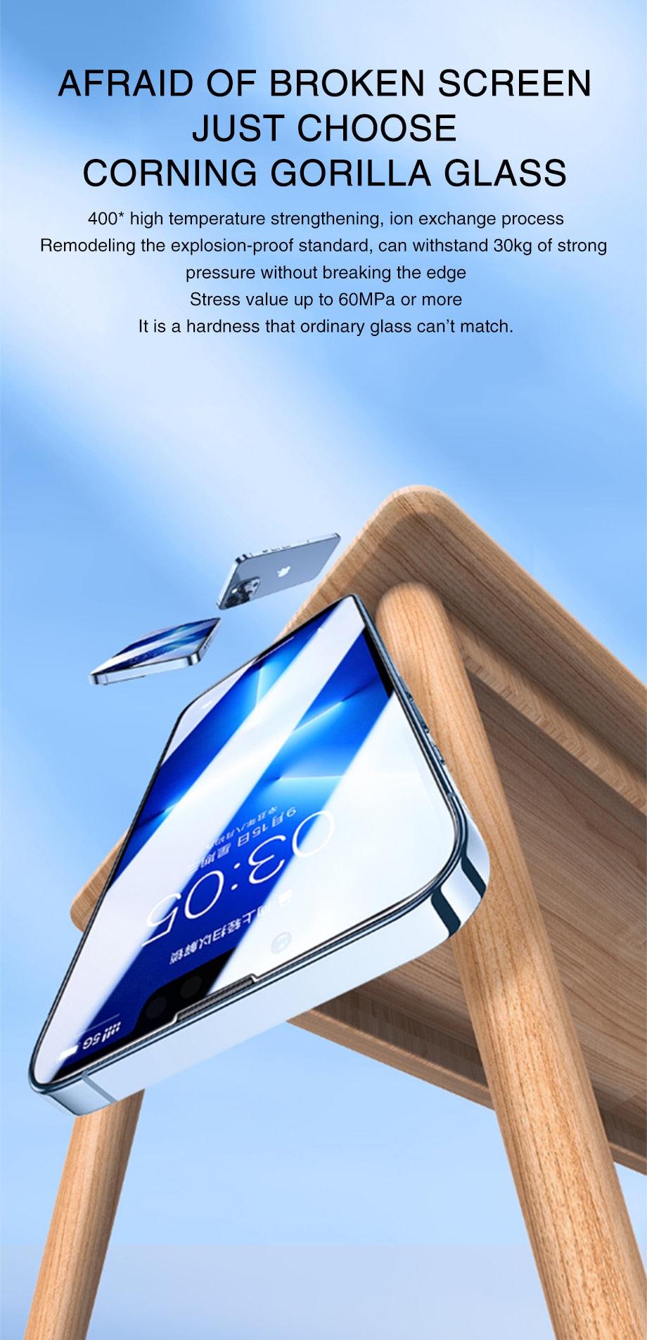 120D New upgrade Tempered Glass For iPhone 14 13 12 7 8 Plus Mini XR X XS Screen Protector For Iphone 14 13 12 11 Pro Max Glass Anti-Scratch HD Tempered Glass Screen Protector