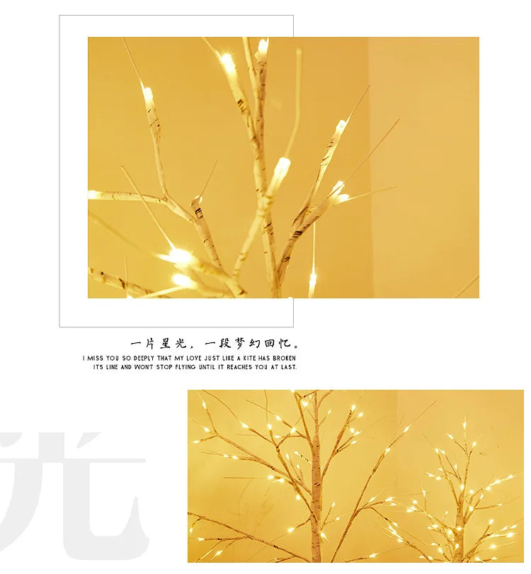 LED Birch Tree Lights Glowing Branch Light Night DIY Xmas Trees Suitable Home Bedroom Wedding Party Christmas Decoration Lamp
