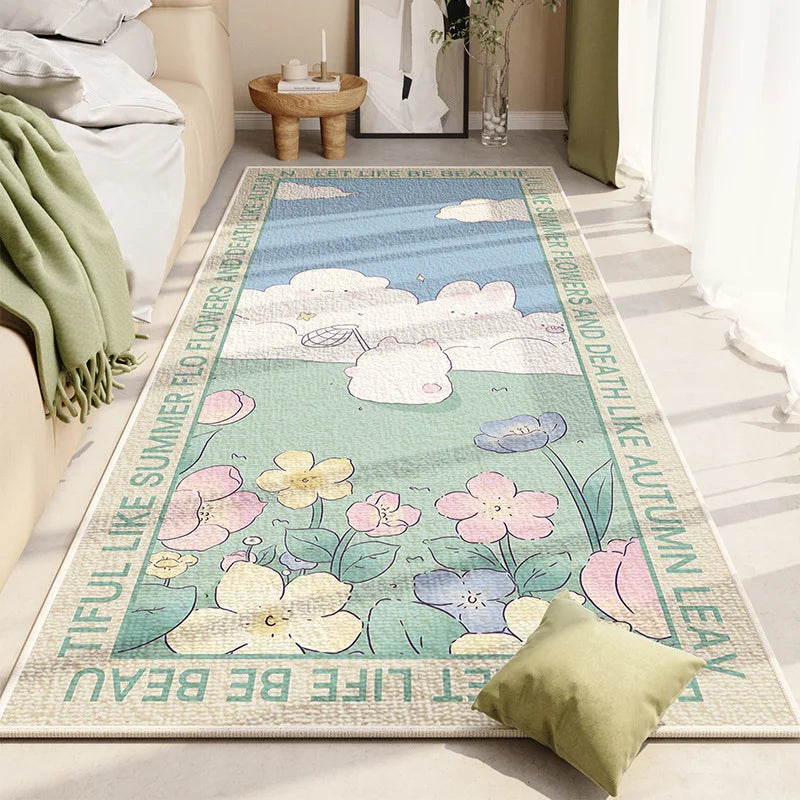 VIKAMA Crystal Pile Carpet – Small Fresh Pink Absorbent Non-Slip Bedside Mat for Bedroom