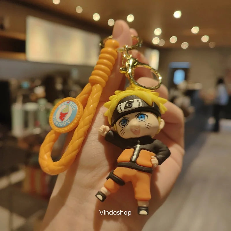 NARUTO Keychain Anime Figure Haruno Sakura Hatake Kakashi Gaara Uzumaki Naruto PVC Pendant key Rings for Kids Birthday Toy Gift