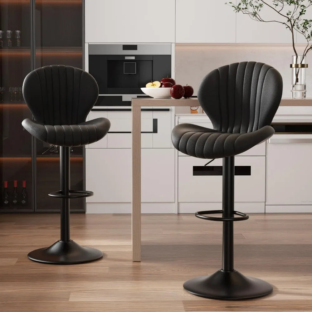 2024 New Bar Stools Set of 2, Modern Swivel Bar Chairs, Barstools Counter Height with High Backrest
