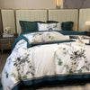 Botanical Birds peacock blue Reversible Duvet Cover Luxury Egyptian Cotton Bedding set Queen King 4Pcs Bed Sheet Pillowcases