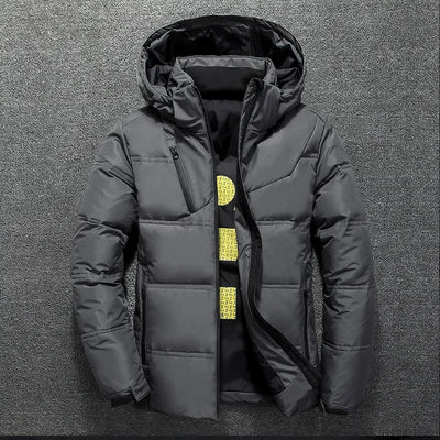 New Modern Jacket With Hood Men Winter Warm Solid Color Hooded Unique Design Jackets Elegant Men's Warm Winter Jacket Winter Outdoor Coat Comfortable Jacket
