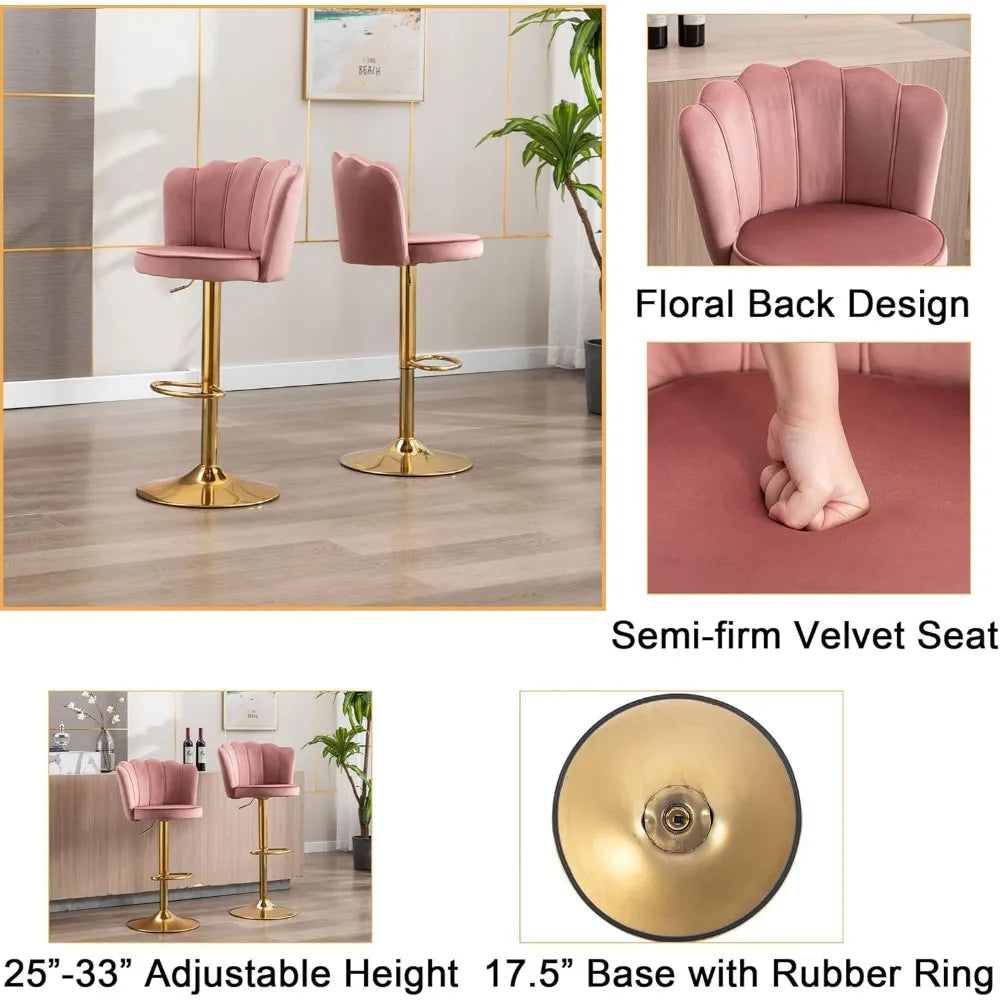 Rotating bar stool Using soft velvet fabric and high-density sponge for softness and comfort Suitable for kitchen, bar, club
