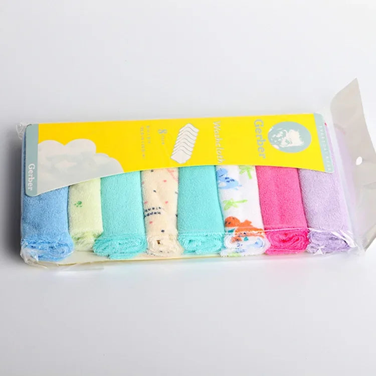 8Pcs Extra Soft Baby Bath Towels and Burp Cloths - 8.26x8.26inch