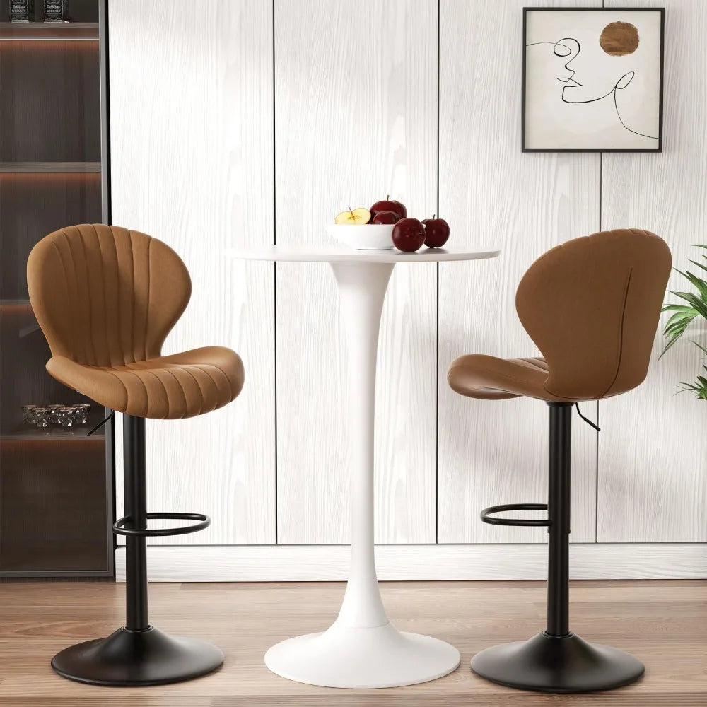 2024 New Bar Stools Set of 2, Modern Swivel Bar Chairs, Barstools Counter Height with High Backrest
