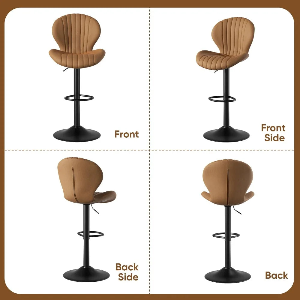 2024 New Bar Stools Set of 2, Modern Swivel Bar Chairs, Barstools Counter Height with High Backrest