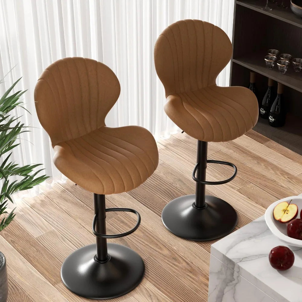 2024 New Bar Stools Set of 2, Modern Swivel Bar Chairs, Barstools Counter Height with High Backrest