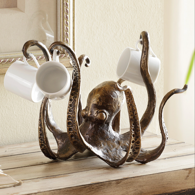 Octopus Mug Holder Stand Nautical Coffee Cup Rack Holds 8 Mugs