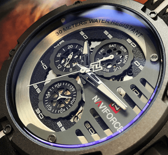 Men's Sports Waterproof Watch With Chronometers And Leather Belt Multifunction Wristwatch Unique Design Perfect Gift