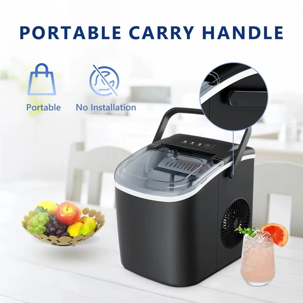 26 lbs/24H Countertop Ice Maker Machine, 9 Bullet-Shaped Ice in 6 Min, Auto-Cleaning home appliance bar kitchen