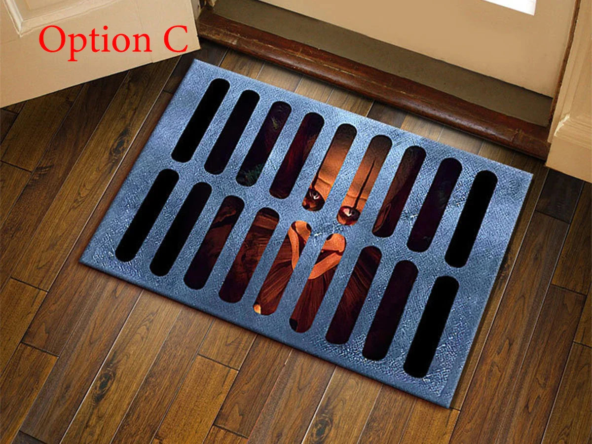 Halloween Door Mat Halloween Decorations Scary 3D Optical Illusion Clown Door Mat Indoor and Outdoor Welcome Doormat Area Rug