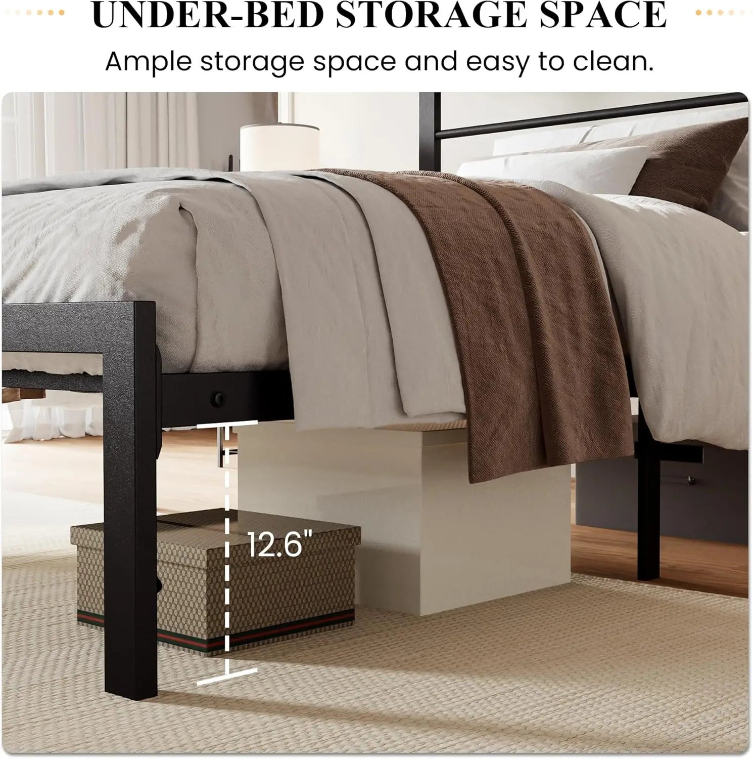 Twin Size Bed Frame with Headboard Shelf Heavy Duty Platform Bed Frame with Strong Metal Foundation No Box Spring Needed