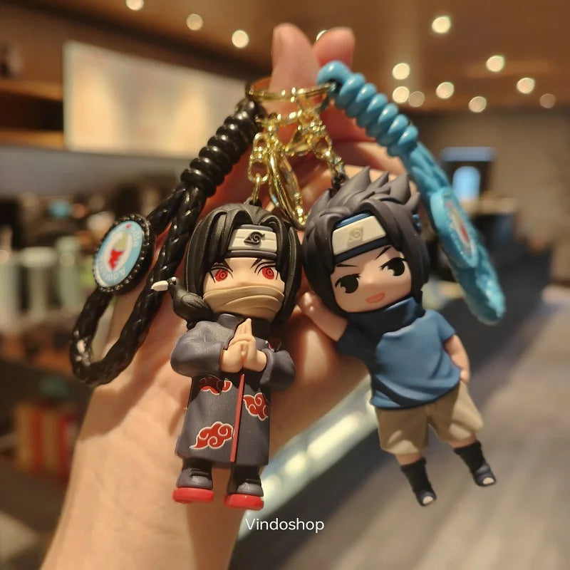 NARUTO Keychain Anime Figure Haruno Sakura Hatake Kakashi Gaara Uzumaki Naruto PVC Pendant key Rings for Kids Birthday Toy Gift