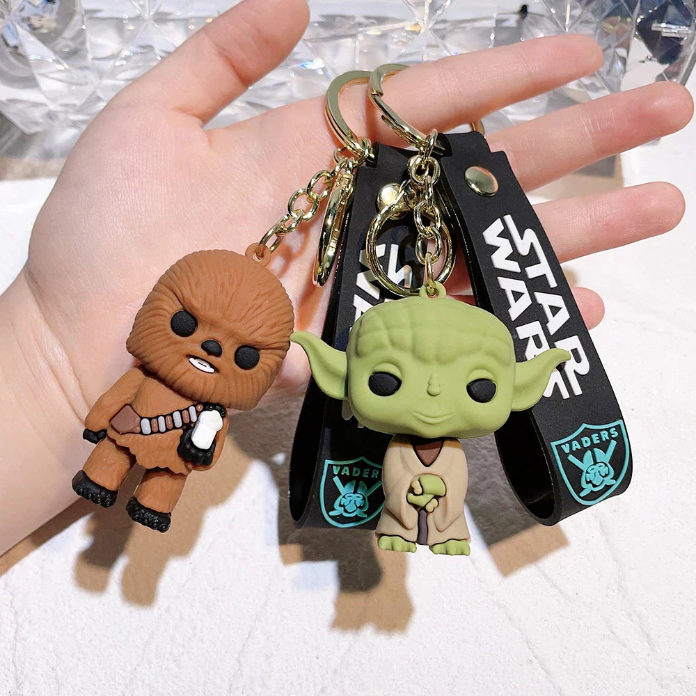 Disney Movie Star Wars Keychain Darth Vader Imperial Stormtrooper Yoda Baby Doll Keyrings Key Holder for Boys Gifts