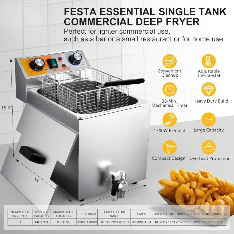 Electric Countertop Commercial Deep Fryer for Restaurant and Home Cooking Appliances