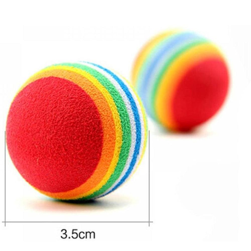 10pcs Cat Toy Balls Interactive for Indoor Cat Red Rainbow Soft Foam Puppies Toy Balls Activity Chase Quiet Play Sponge Ball Toy Balls for Dog Puppies Kittens