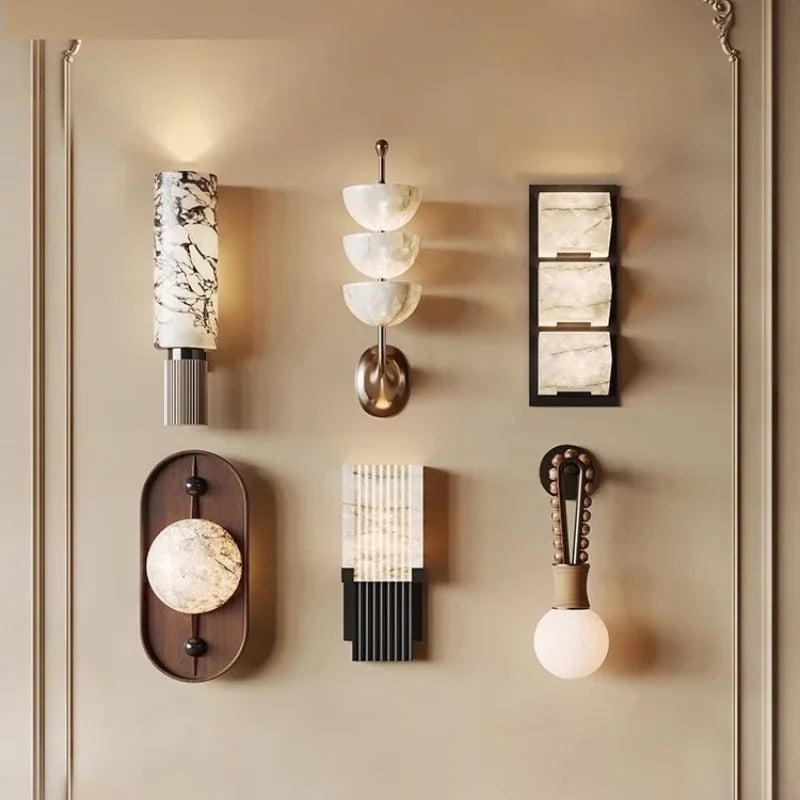 Modern Luxury Natural Marble Wall Lamp Living Room Bedside Bedroom Decoration LED Light Fixtures Vintage Sconce Home-appliance