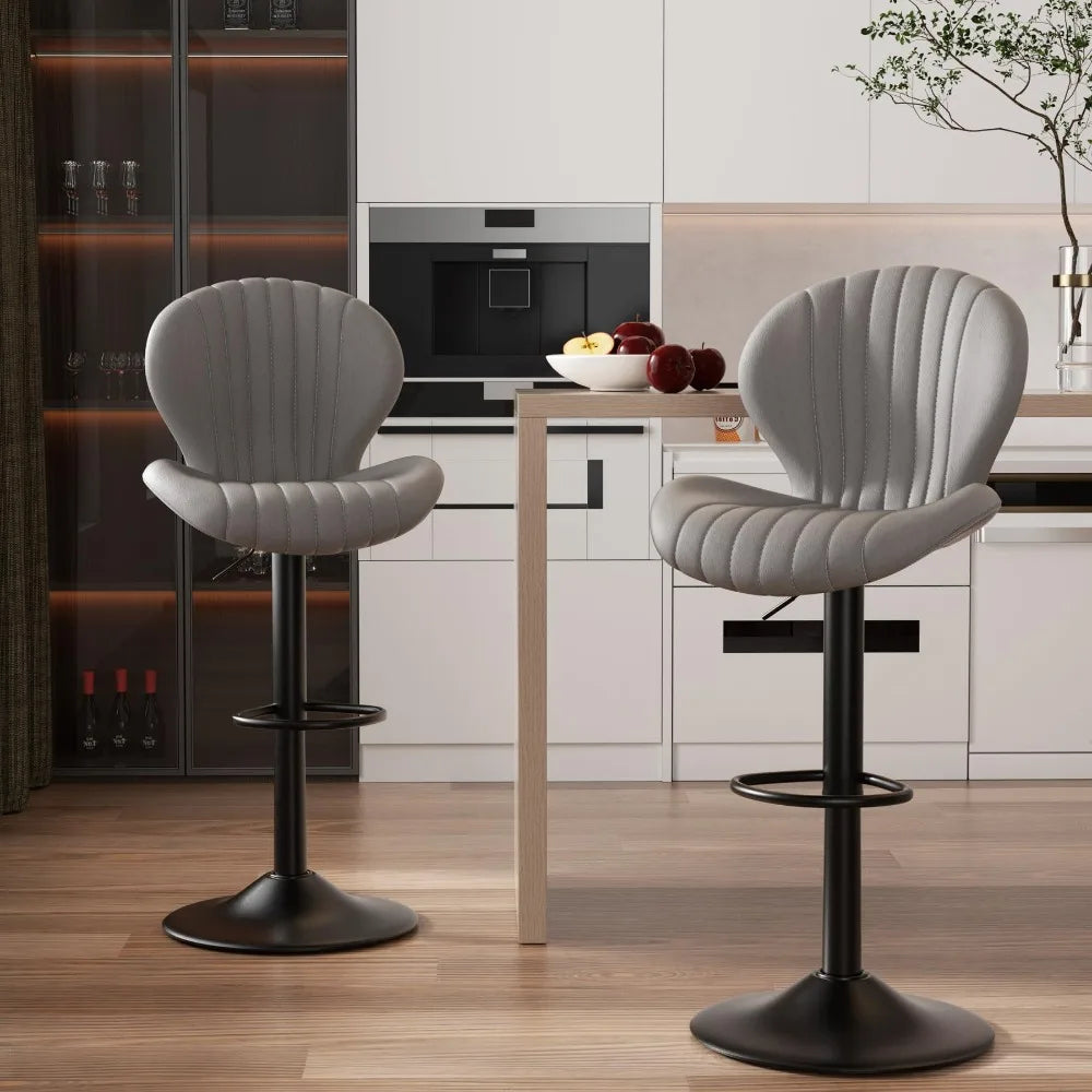 2024 New Bar Stools Set of 2, Modern Swivel Bar Chairs, Barstools Counter Height with High Backrest