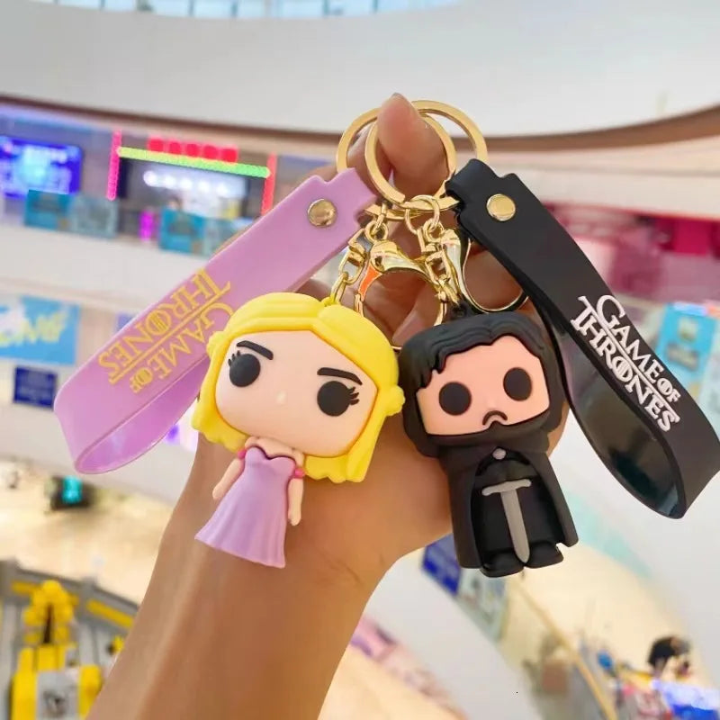 European American Movie Around Game Thrones Keychain 3D Action Figure Anime Doll Cartoon Night King Chain Bag Pendant
