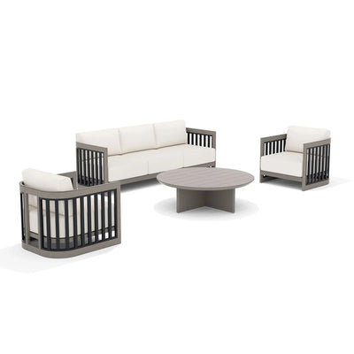 Sereno 4 Pieces Patio Sofa Set With Fixed Chairs and Round Coffee Table