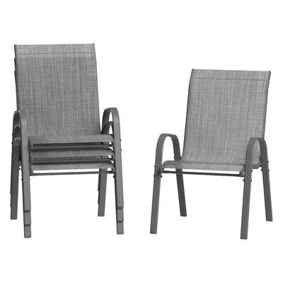 Set Of 4 Patio Dining Chairs, Stackable Outdoor All-Weather Aluminum Frame Chairs With Backrest For Indoor, Lawn, Deck, Poolside, Porch Furniture