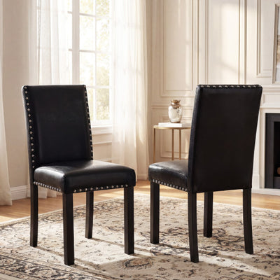 Set of 2 Dining Chairs with Solid Rubber and Wood Legs