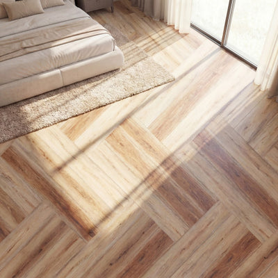 Set of 2 Floor Tile Vinyl Flooring Waterproof Vinyl Plank Flooring-Brown