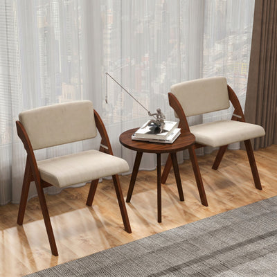 Set of 2 Folding Kitchen Dining Chairs with Rubber Wood Legs-Walnut