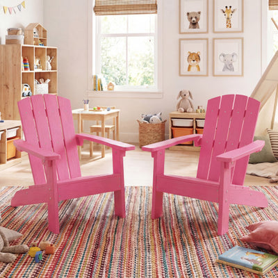 Set of 2 Kid's Adirondack Chair with with High Backrest and Armrests-Pink