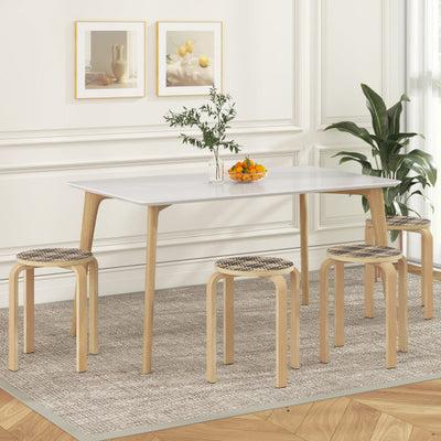 Set of 4 18 Inch Stackable Bentwood Dining Chairs with Round Top-Yellow