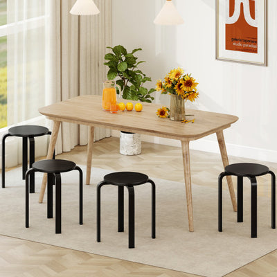 Set of 4 18 Inch Stackable Bentwood Dining Chairs with Round Top-Black