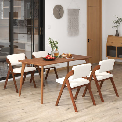 Set of 4 Folding Kitchen Dining Chairs with Rubber Wood Legs-Walnut