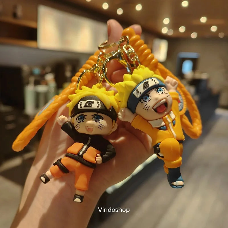 NARUTO Keychain Anime Figure Haruno Sakura Hatake Kakashi Gaara Uzumaki Naruto PVC Pendant key Rings for Kids Birthday Toy Gift