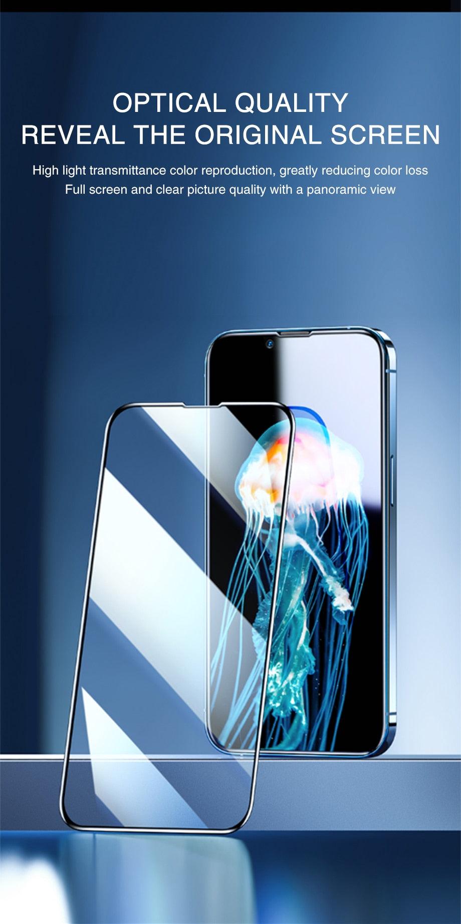 120D New upgrade Tempered Glass For iPhone 14 13 12 7 8 Plus Mini XR X XS Screen Protector For Iphone 14 13 12 11 Pro Max Glass Anti-Scratch HD Tempered Glass Screen Protector